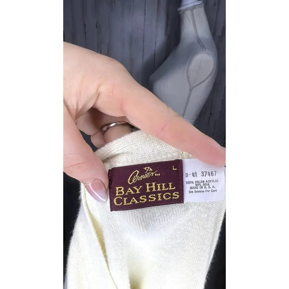 Bay Hill Classics Women's Large Ivory Cardigan Sweater Long Sleeve Button-Up - Picture 5 of 5